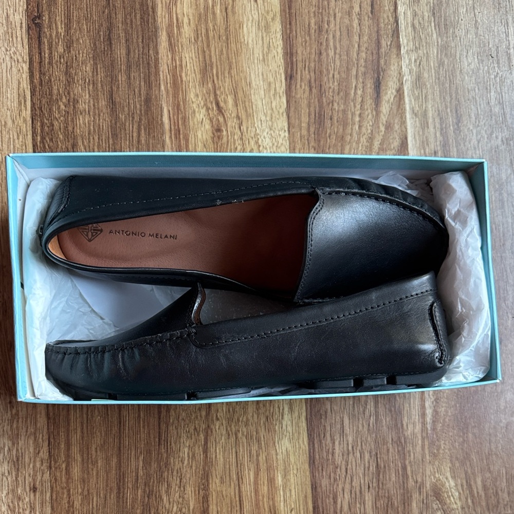 ANTONIO MELANI Black Leather Loafers
